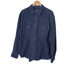 EDDIE BAUER Heavyweight Outdoor Cotton Navy Blue Casual Button Up Shirt Size XL